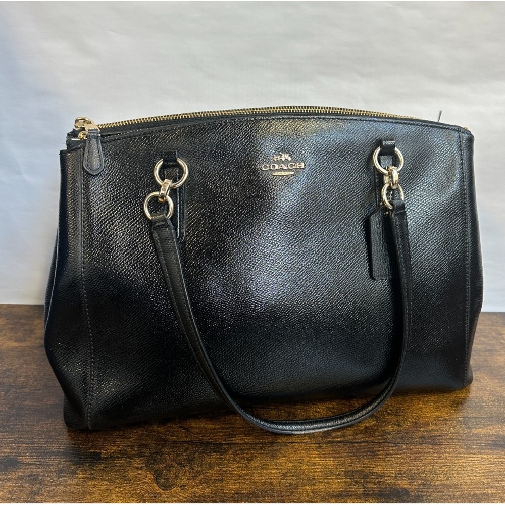 Coach Christie Carryall Blk Crossgrain Leather Satchel Bag F36606 *No Strap - Picture 16 of 16